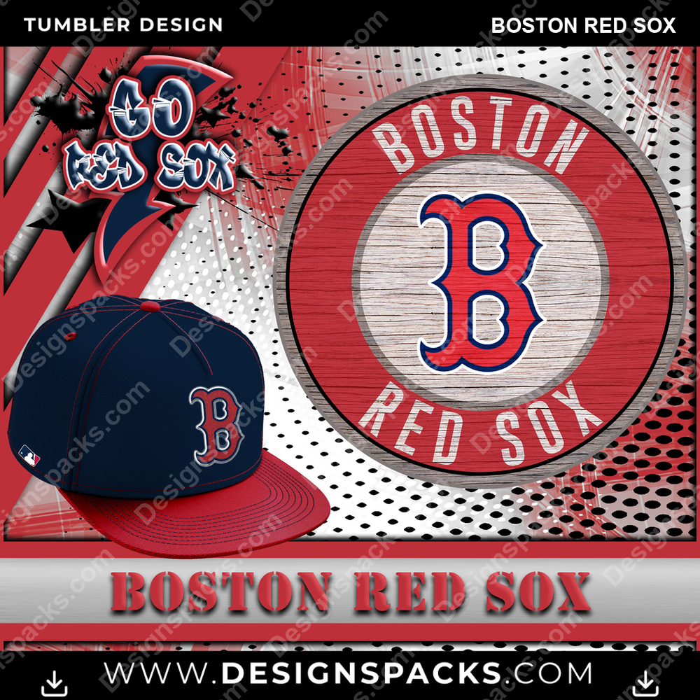 Baseball Go Team Boston Red Sox Tumbler Digital Wrap Design