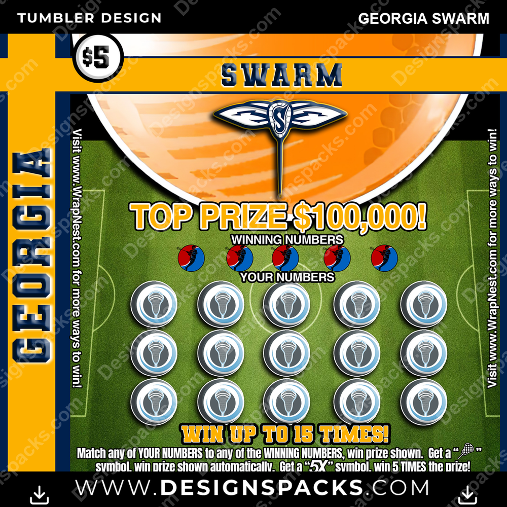Lacrosse Lottery Ticket Georgia Swarm Tumbler Digital Wrap Design
