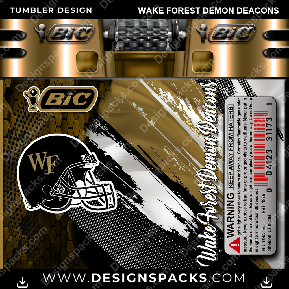 College Sport BIC Lighter Wake Forest Demon Deacons Tumbler Digital Wrap Design