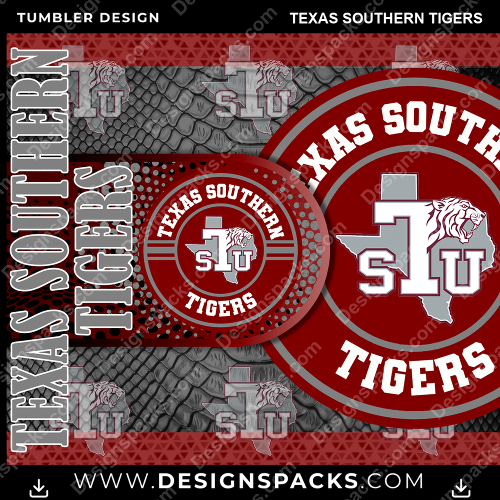 College Sport Hyper Texas Southern Tigers Tumbler Digital Wrap Design