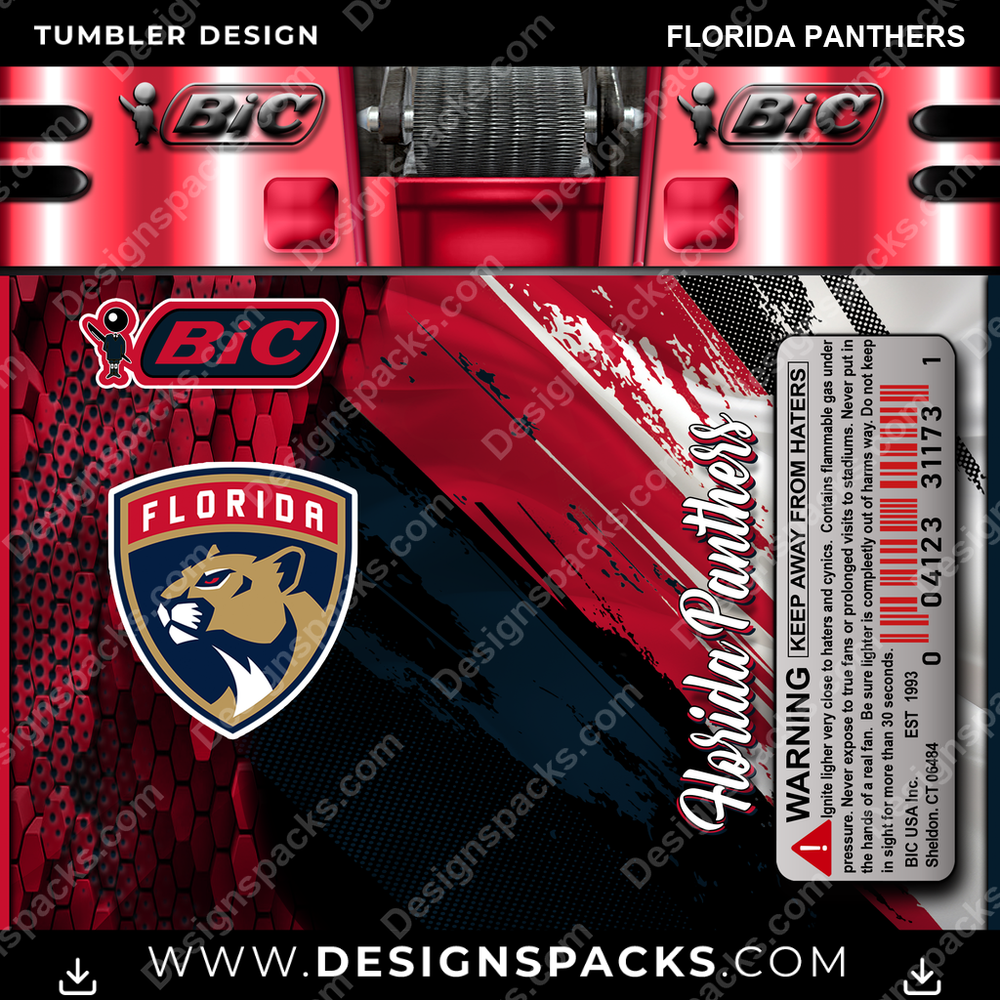 Hockey BIC Lighter Florida Panthers Tumbler Digital Wrap Design