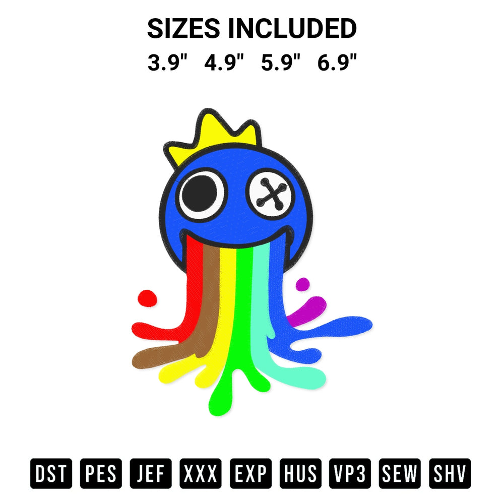 Download the Blue Rainbow Friends Embroidery Design machine embroidery design exclusively at Designspacks.com. Premium digitized pattern for apparel and DIY crafts. Available sizes: 3.9", 4.9", 5.9", 6.9".