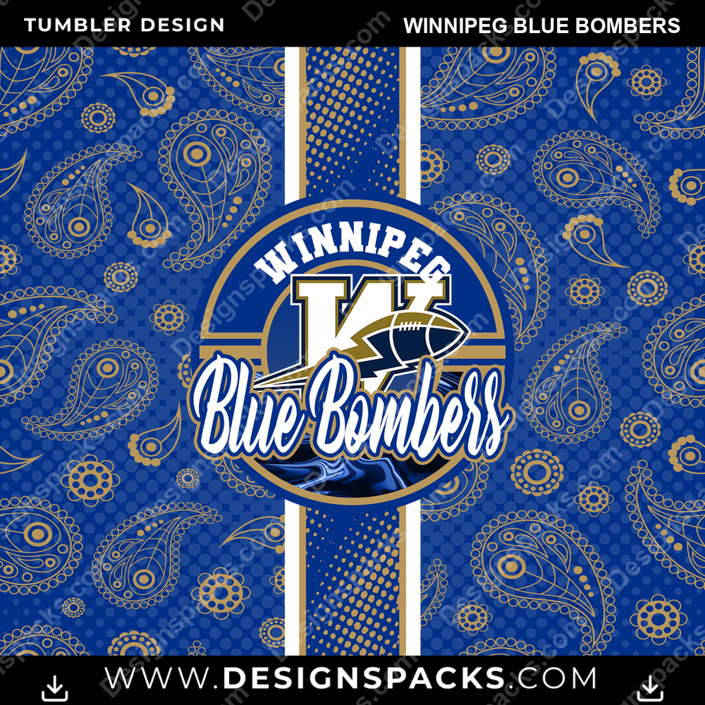 Football Handkerchief Winnipeg Blue Bombers Tumbler Digital Wrap Design