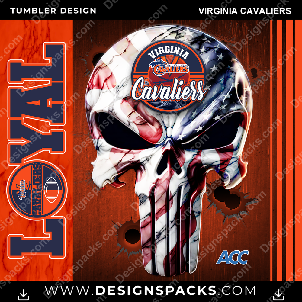 College Sport Loyal Virginia Cavaliers Tumbler Digital Wrap Design