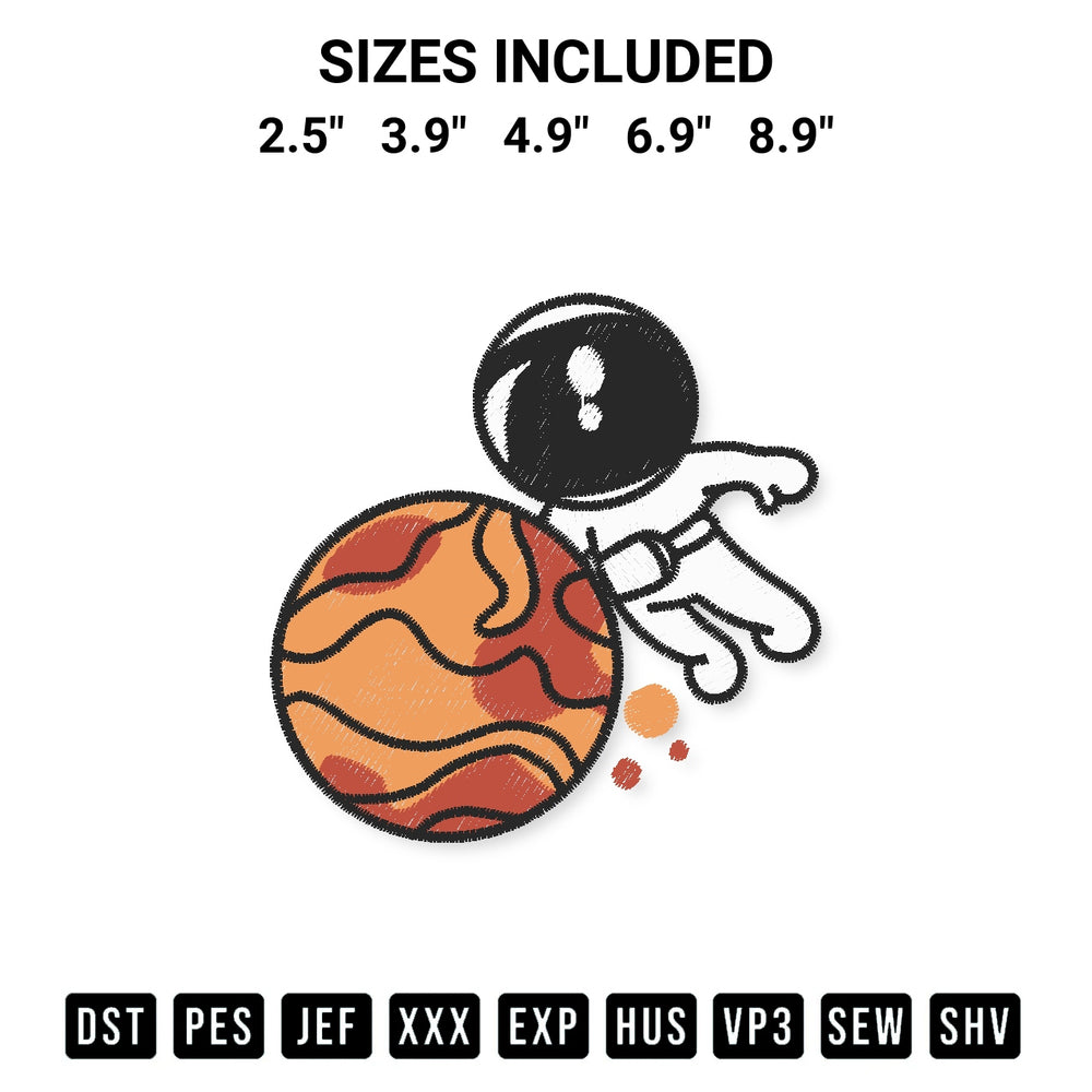 Looking for the perfect pattern? Download the Cute Astronaut Space 4 Embroidery Design embroidery design today at Designspacks.com. Crisp, clean stitching guaranteed. Available sizes: 2.5", 3.9", 4.9", 6.9", 8.9".