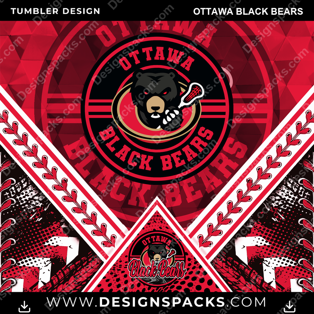 Lacrosse Diamond Ottawa Black Bears Tumbler Digital Wrap Design