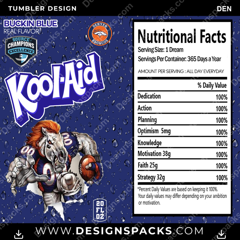 Football Kool-Aid DEN Tumbler Digital Wrap Design
