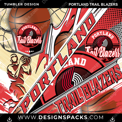 Basketball Silhouette Portland Trail Blazers NBA Basketball Tumbler Digital Wrap Design Download