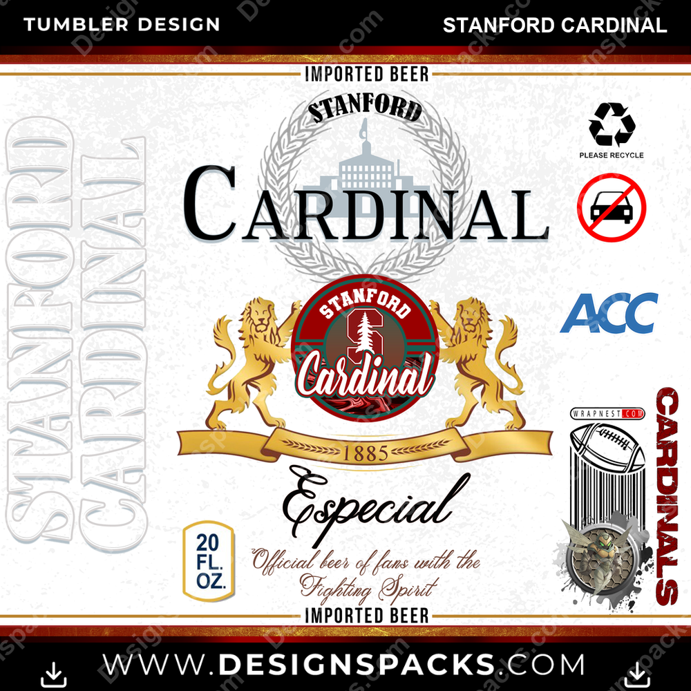 College Sport Modelo Stanford Cardinal Tumbler Digital Wrap Design