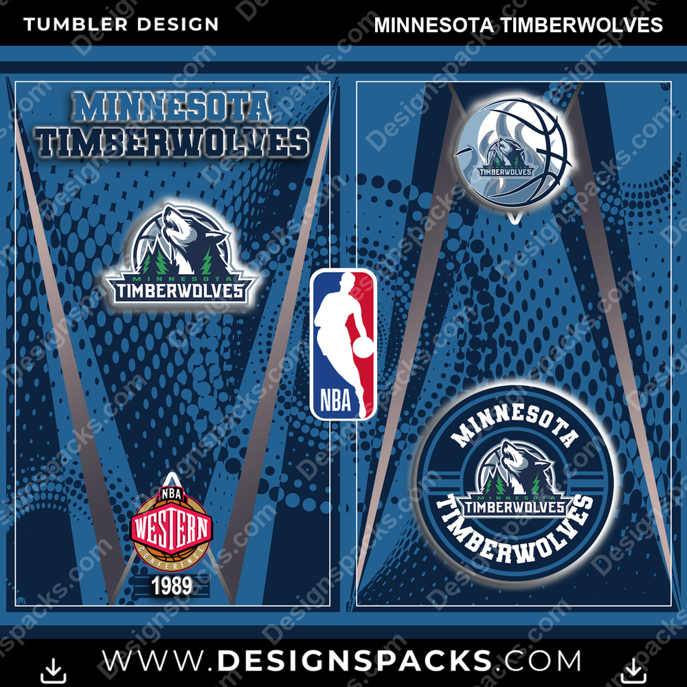Basketball Team Logo Minnesota Timberwolves Tumbler Digital Wrap Design