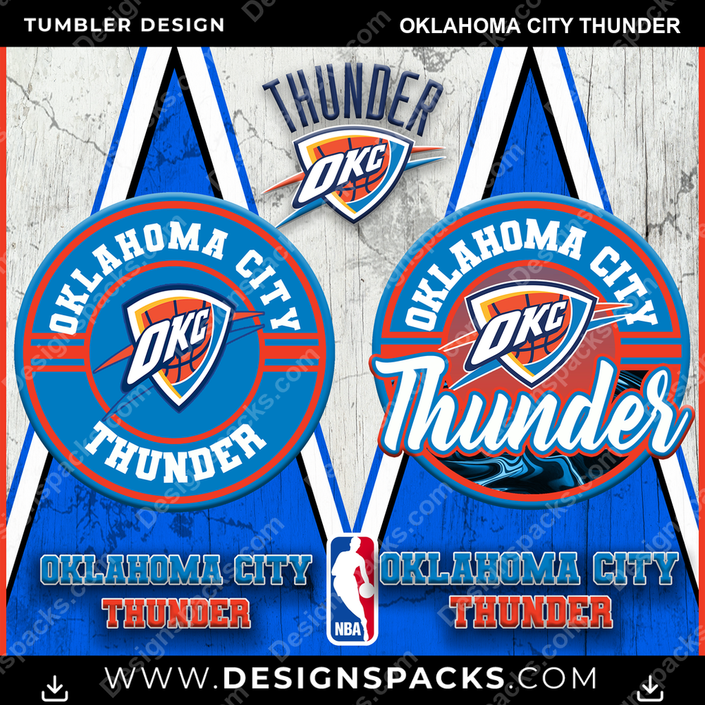 Basketball Sports Oklahoma City Thunder NBA Basketball Tumbler Digital Wrap Design Download