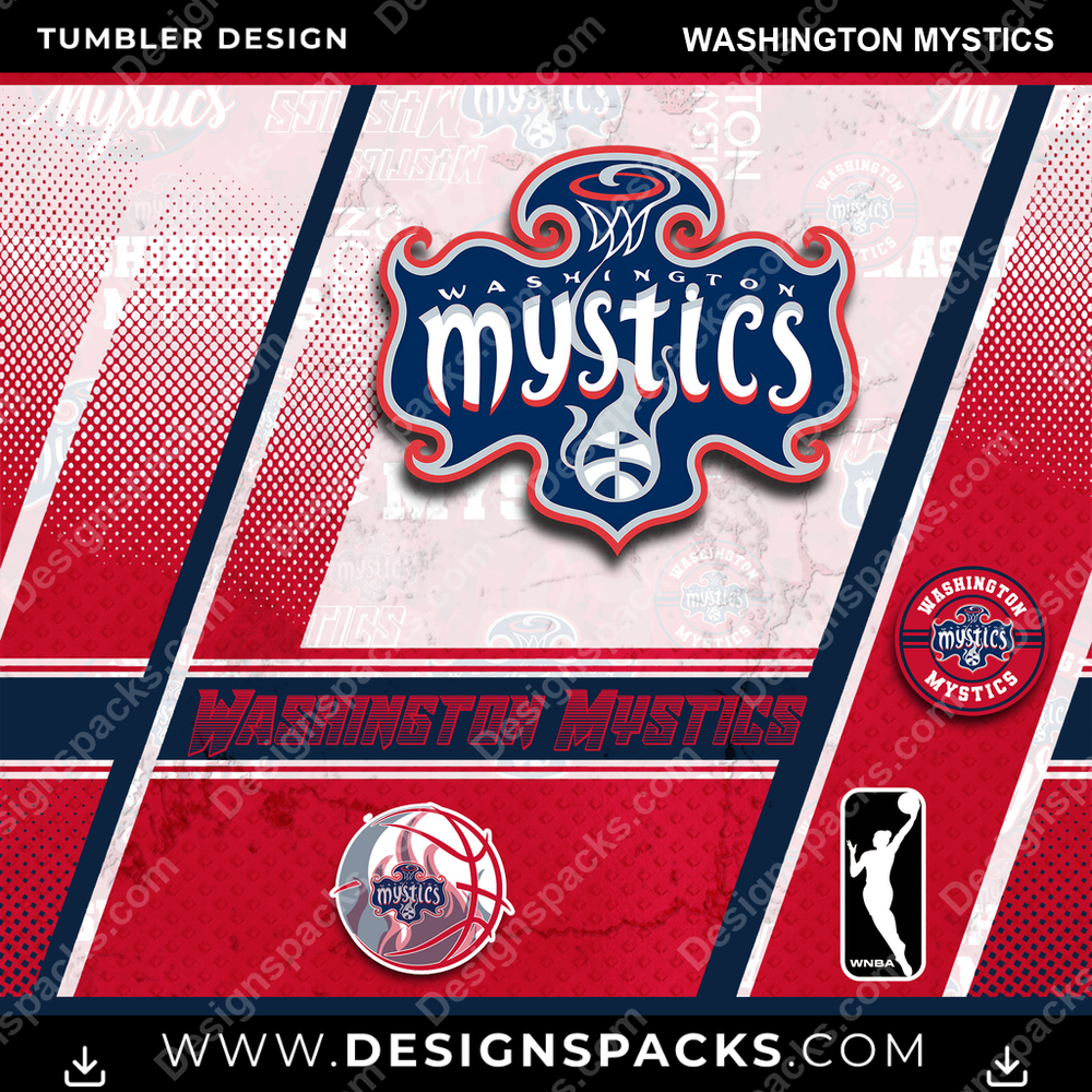Basketball Sports Washington Mystics NBA Basketball Tumbler Digital Wrap Design Download