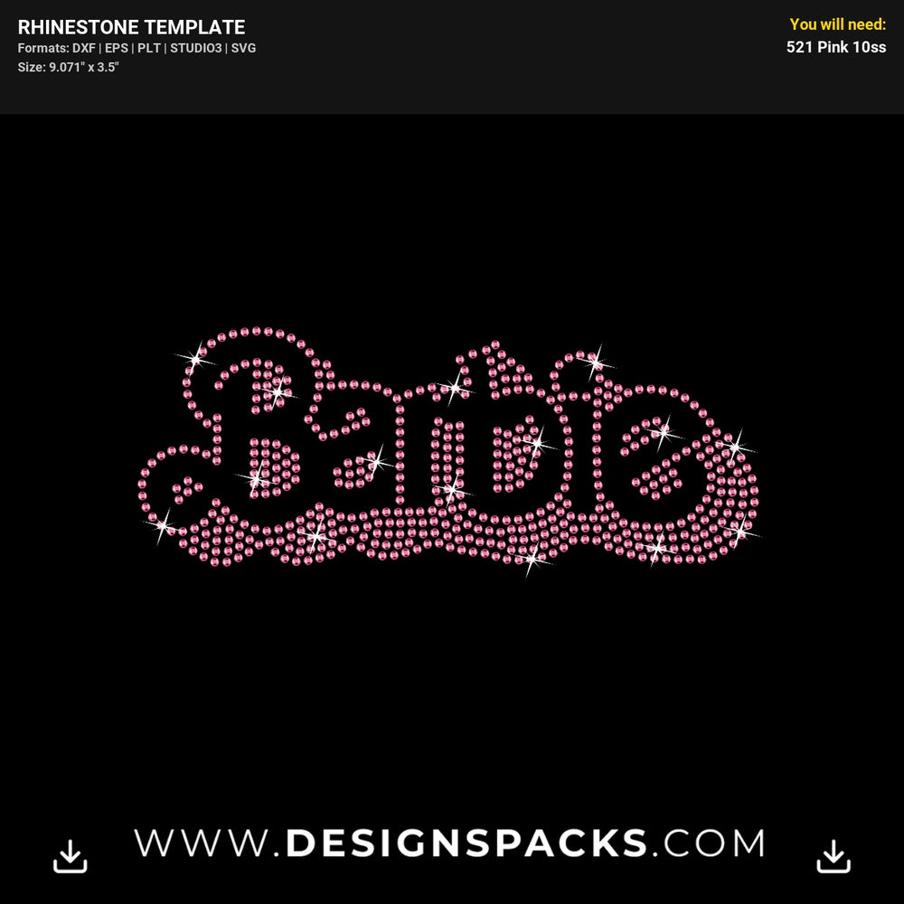 Barbie Doll Logo Rhinestone Digital Template
