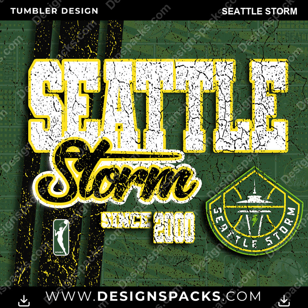 Basketball Grunge Seattle Storm Tumbler Digital Wrap Design