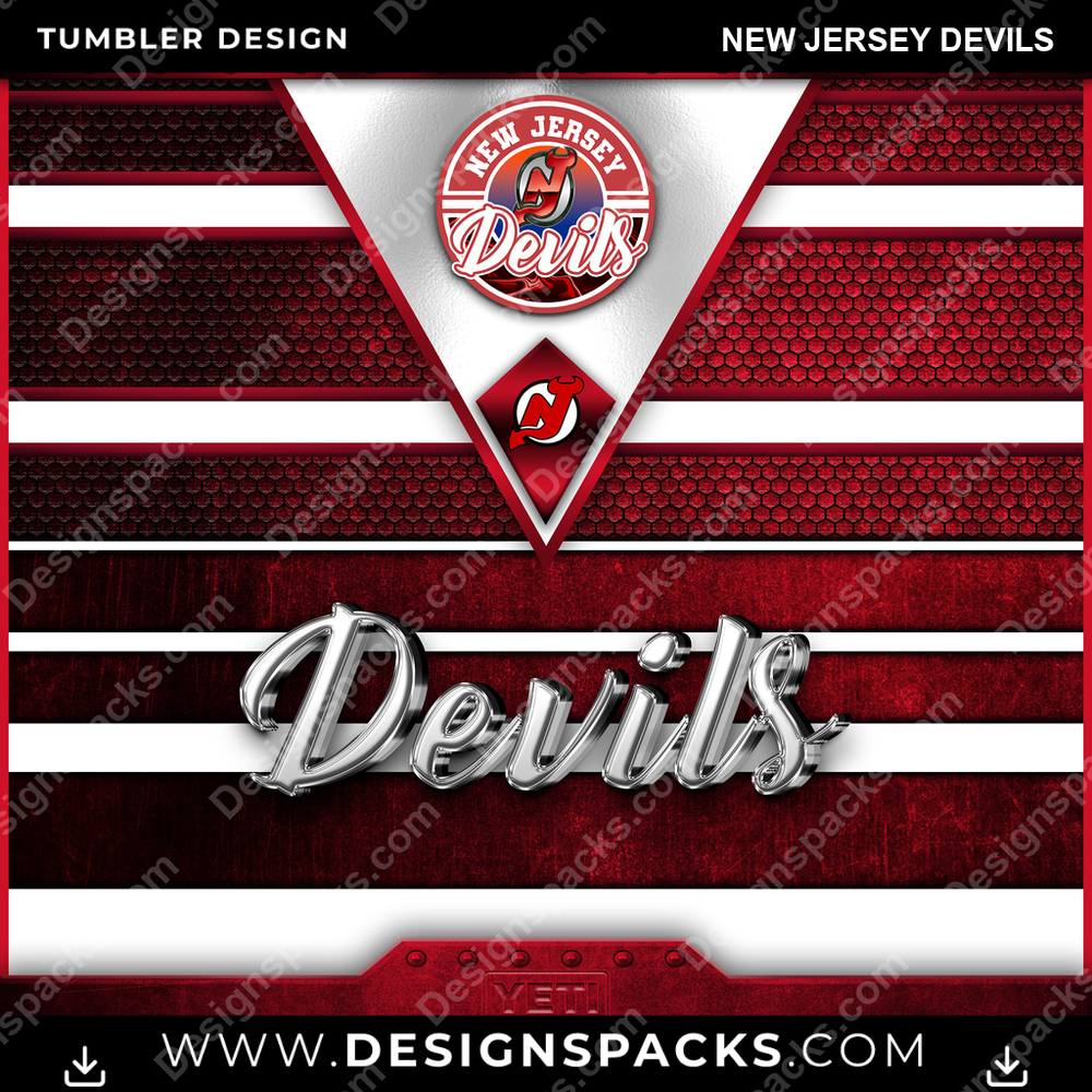 Ice Hockey YETI New Jersey Devils Tumbler Digital Wrap Design