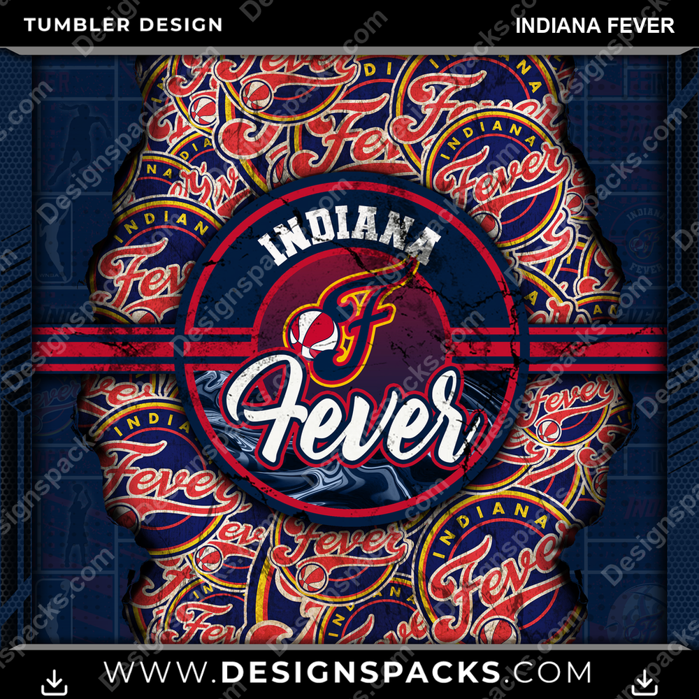 Basketball Ripped Indiana Fever Tumbler Digital Wrap Design