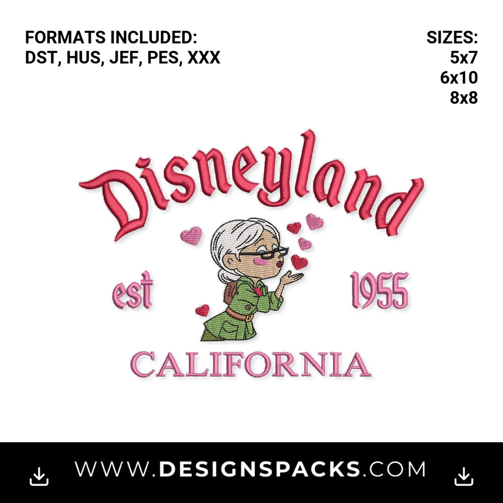 Disneyland California Est 1955 Ellie Embroidery Design - Instant digital download pattern at Designspacks.com
