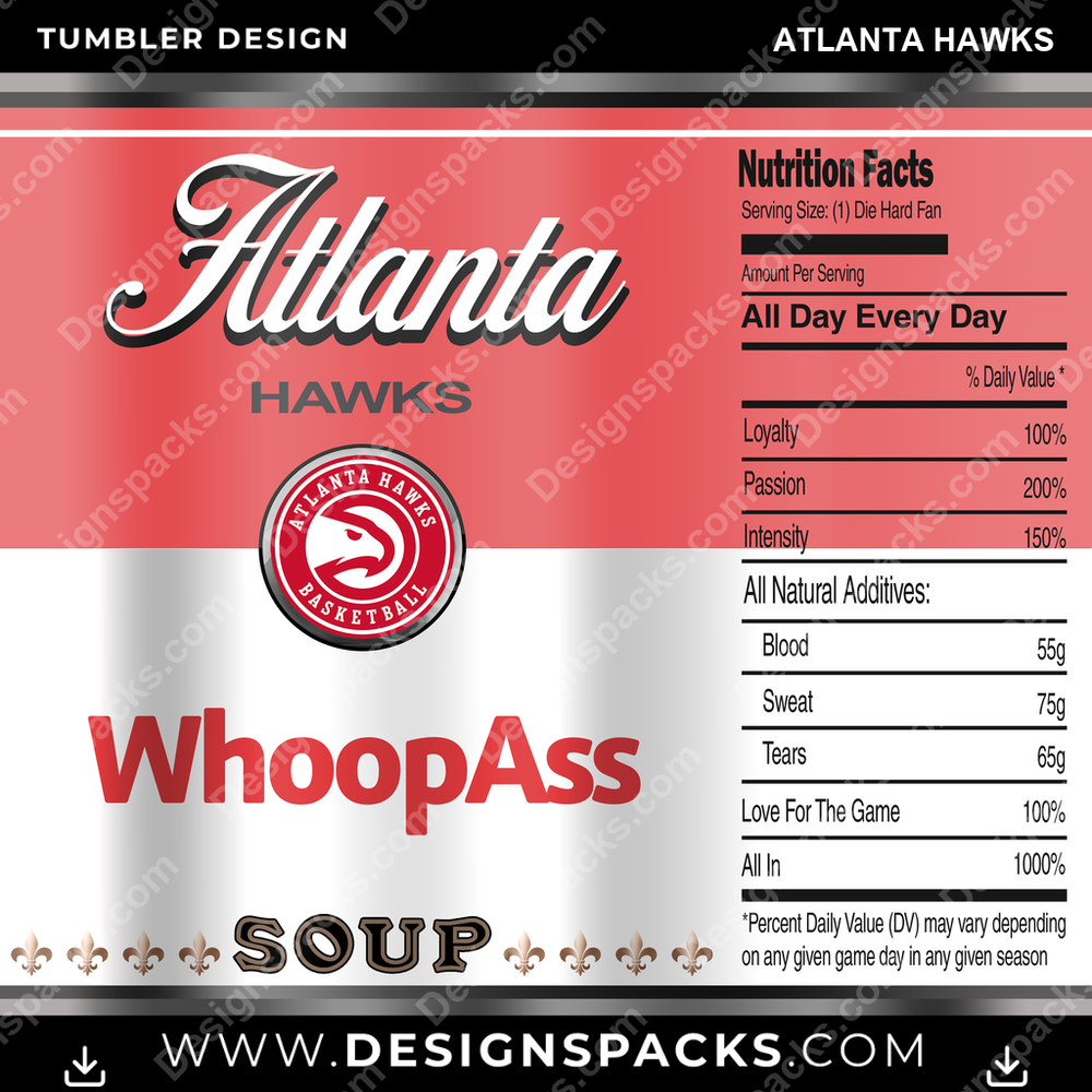 Basketball Soup Can Atlanta Hawks NBA Basketball Tumbler Digital Wrap Design Download