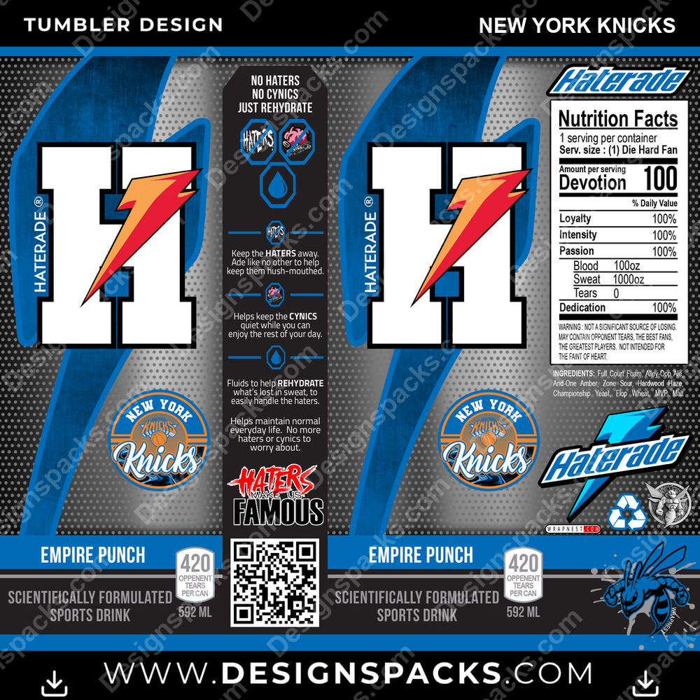 Basketball Haterade New York Knicks Tumbler Digital Wrap Design
