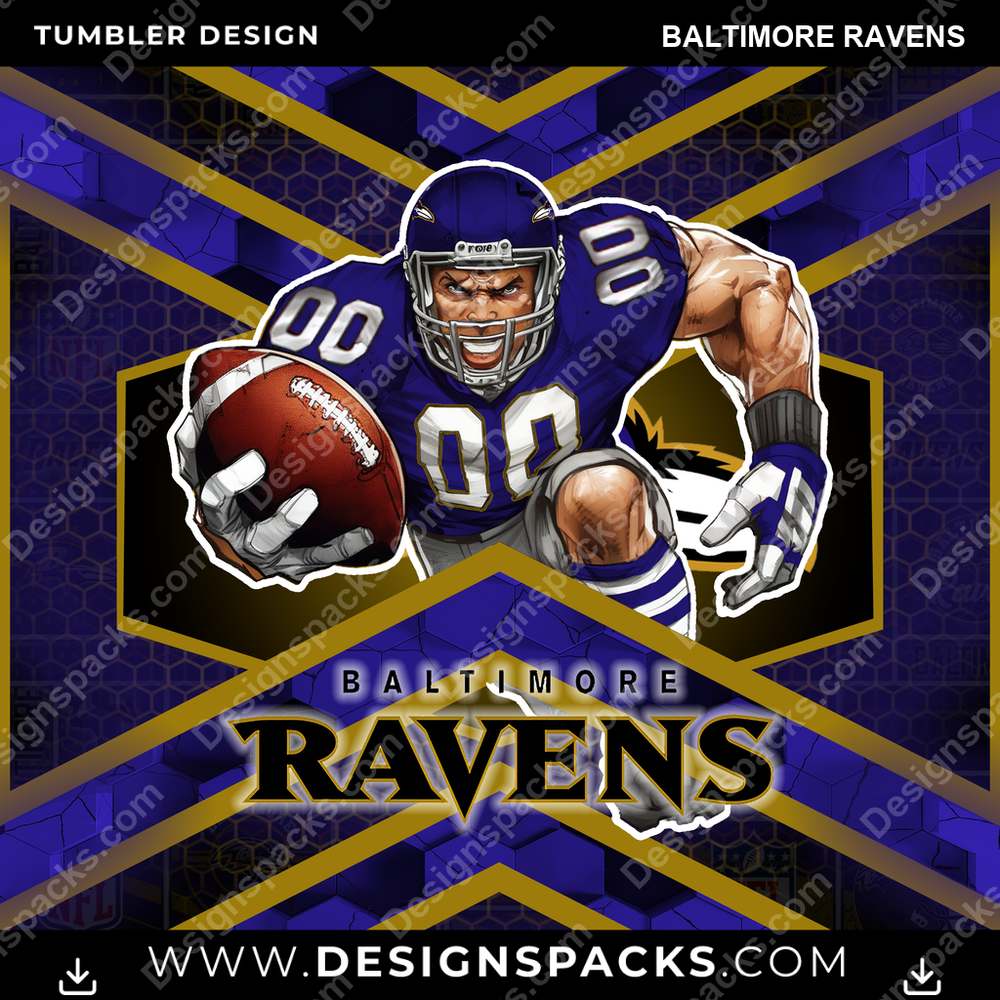 Football Honeycomb Baltimore Ravens Tumbler Digital-Wrap-Design