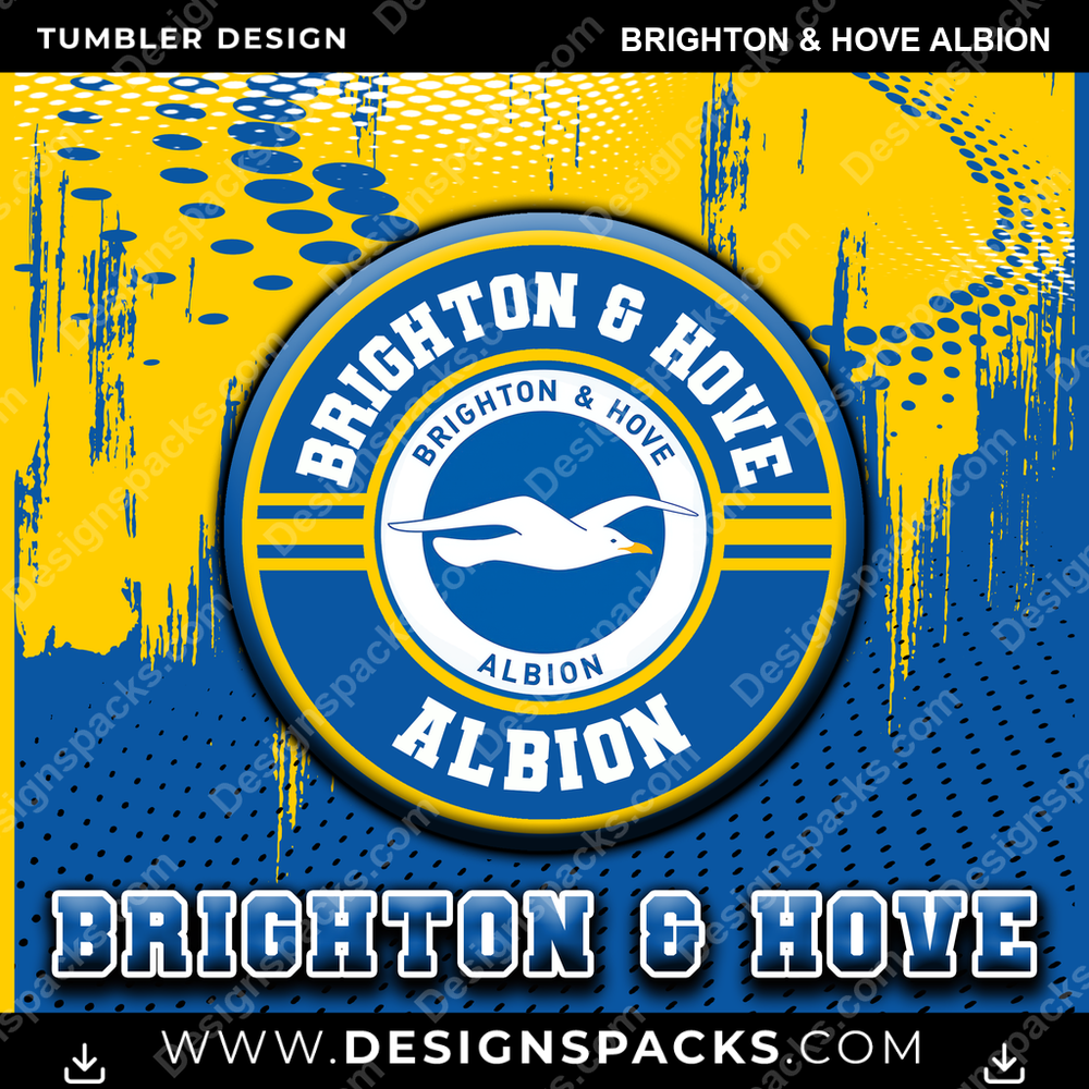 Soccer UK Dot Logo Brighton & Hove Albion MLS Soccer Tumbler Digital Wrap Design Download