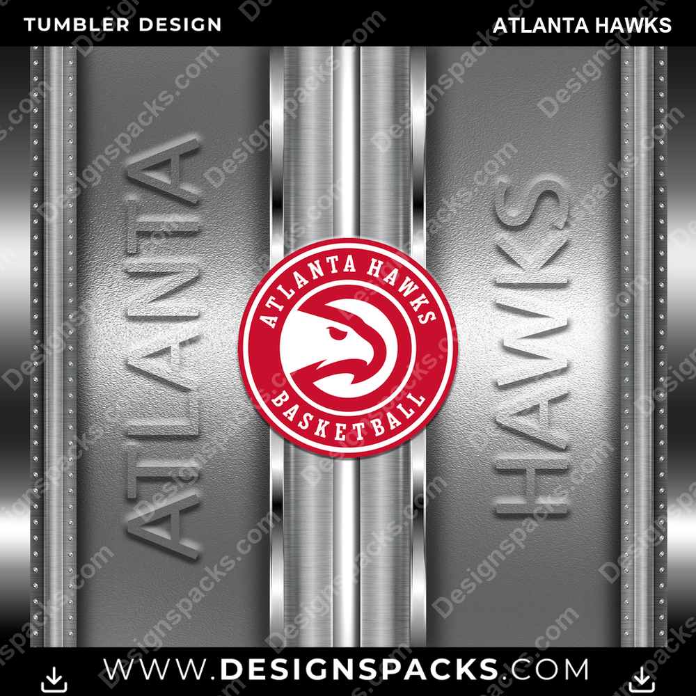 Basketball Metallic Atlanta Hawks Tumbler Digital Wrap Design