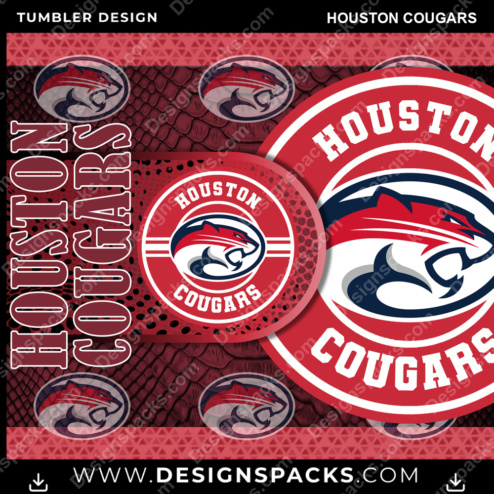 College Sport Hyper Houston Cougars Tumbler Digital Wrap Design