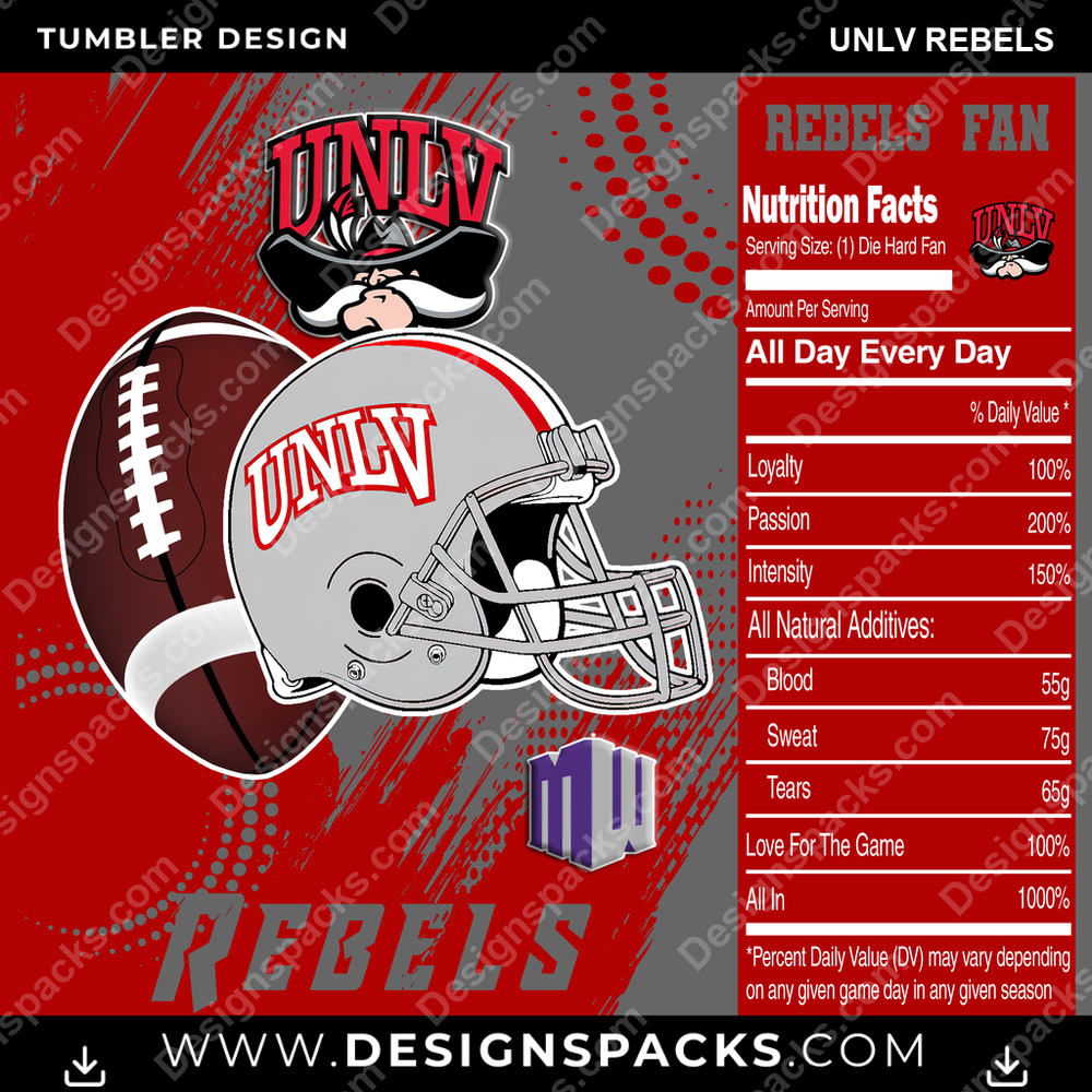 College Sport Team Fan CFB UNLV Rebels NCAA College Sport Tumbler Digital Wrap Design Download