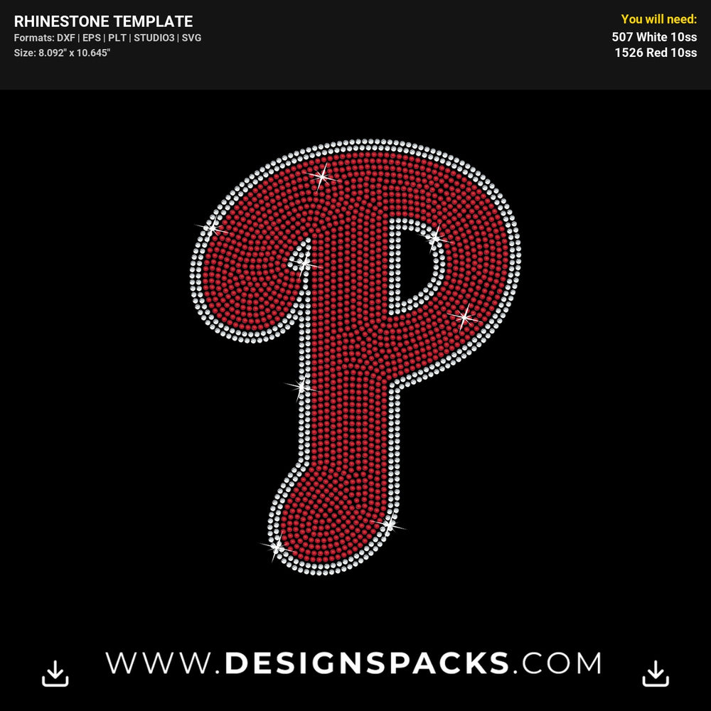 Philadelphia Phillies P Big Logo Rhinestone Digital Template