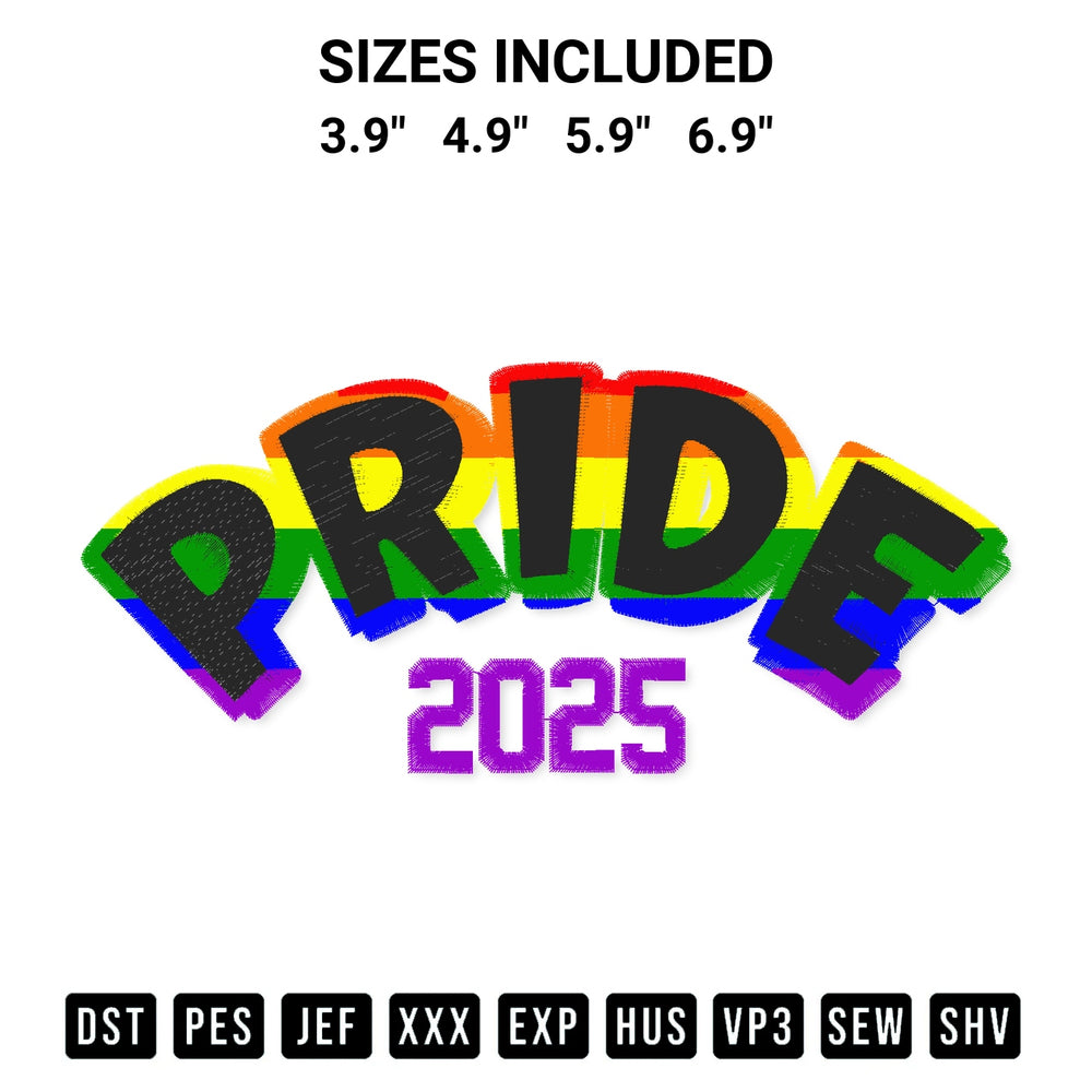Transform your fabrics with the Pride 2025 Embroidery Design embroidery design. Instant access to premium digitized patterns at Designspacks.com. Available sizes: 3.9", 4.9", 5.9", 6.9".