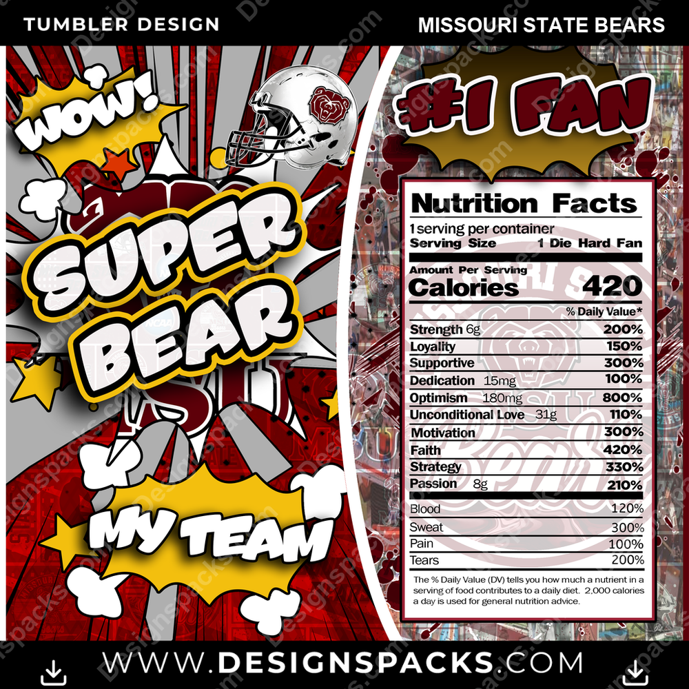 College Sport Super Team Missouri State Bears NCAA College Sport Tumbler Digital Wrap Design Download