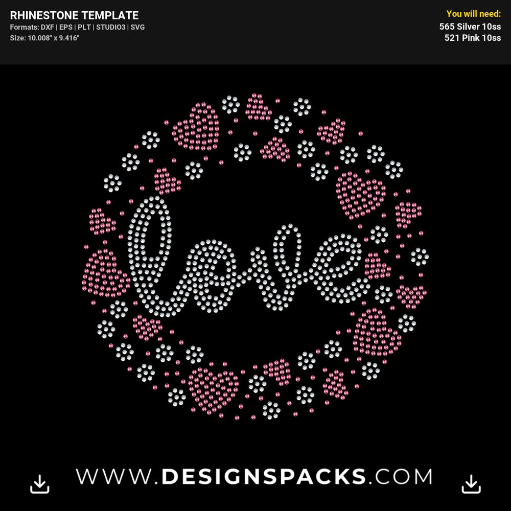 Love Circle Rhinestone Digital Template