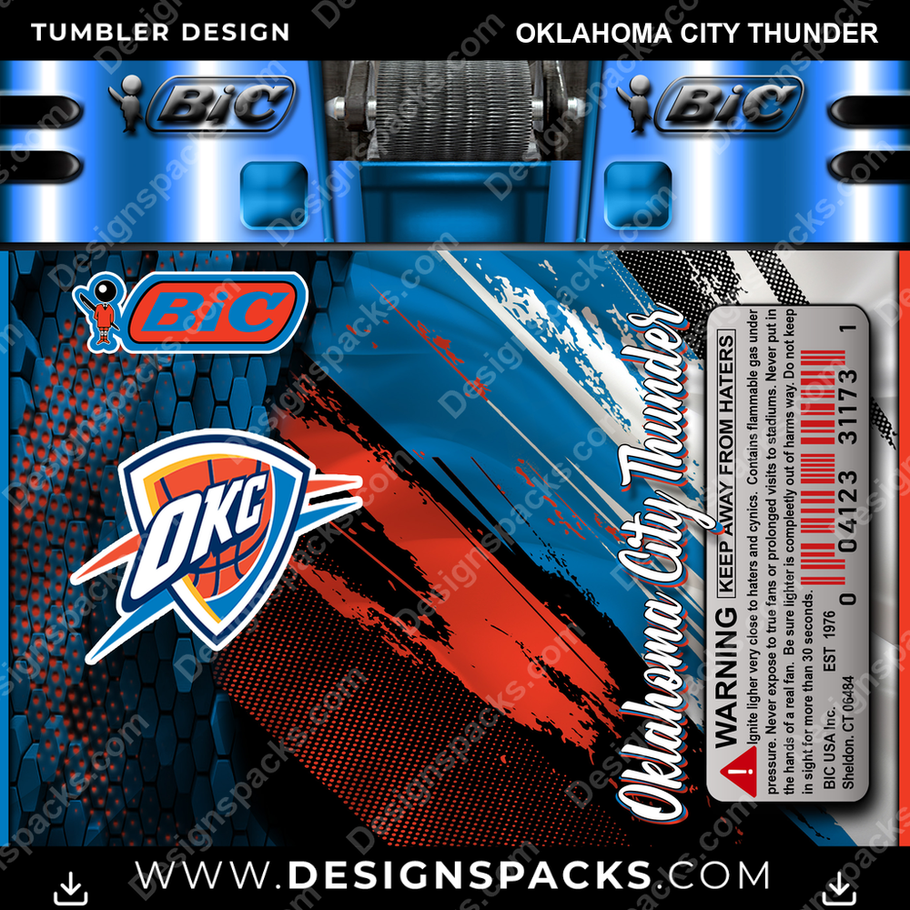 Basketball BIC Lighter Oklahoma City Thunder Tumbler Digital Wrap Design