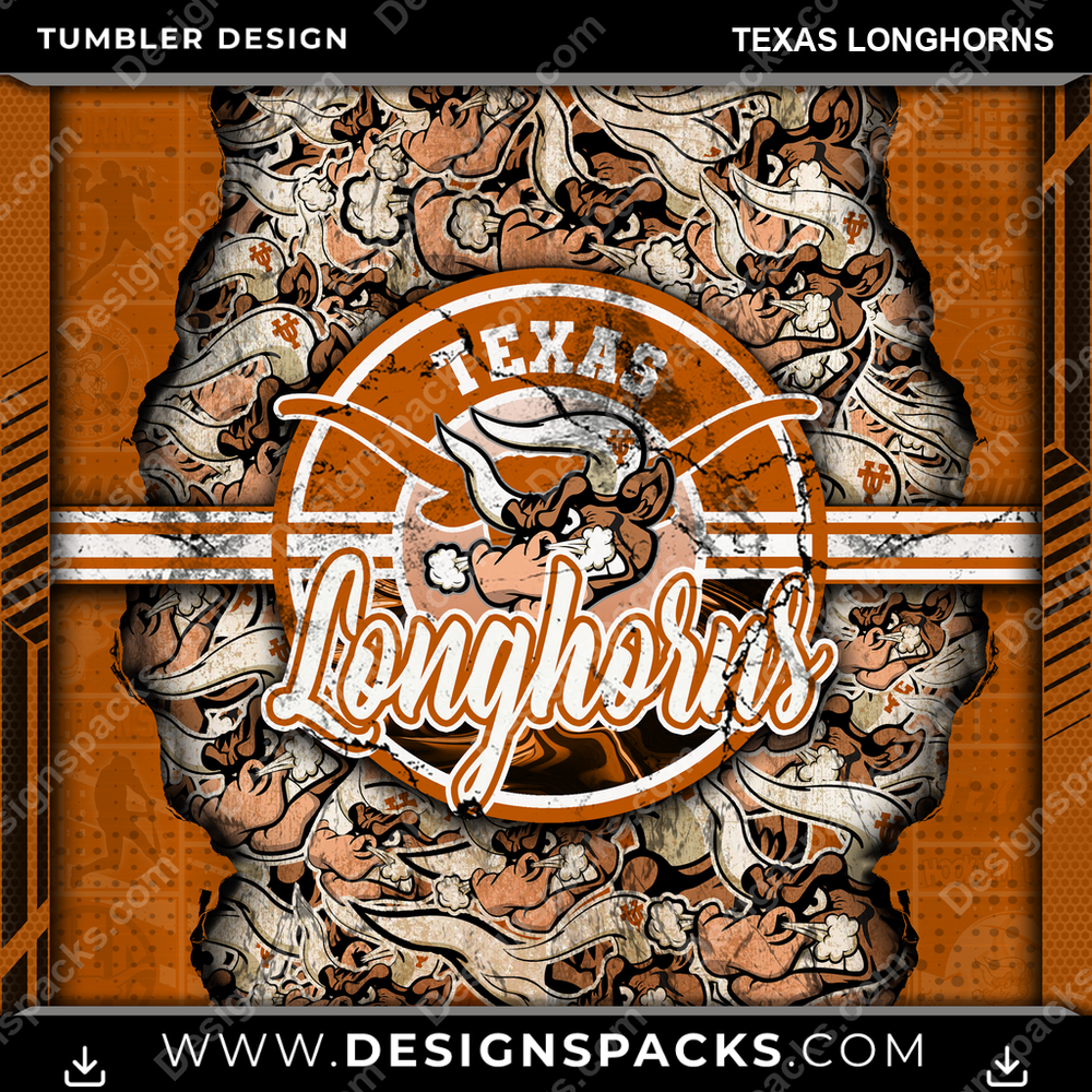 College Sport Ripped Texas Longhorns NCAA College Sport Tumbler Digital Wrap Design Download