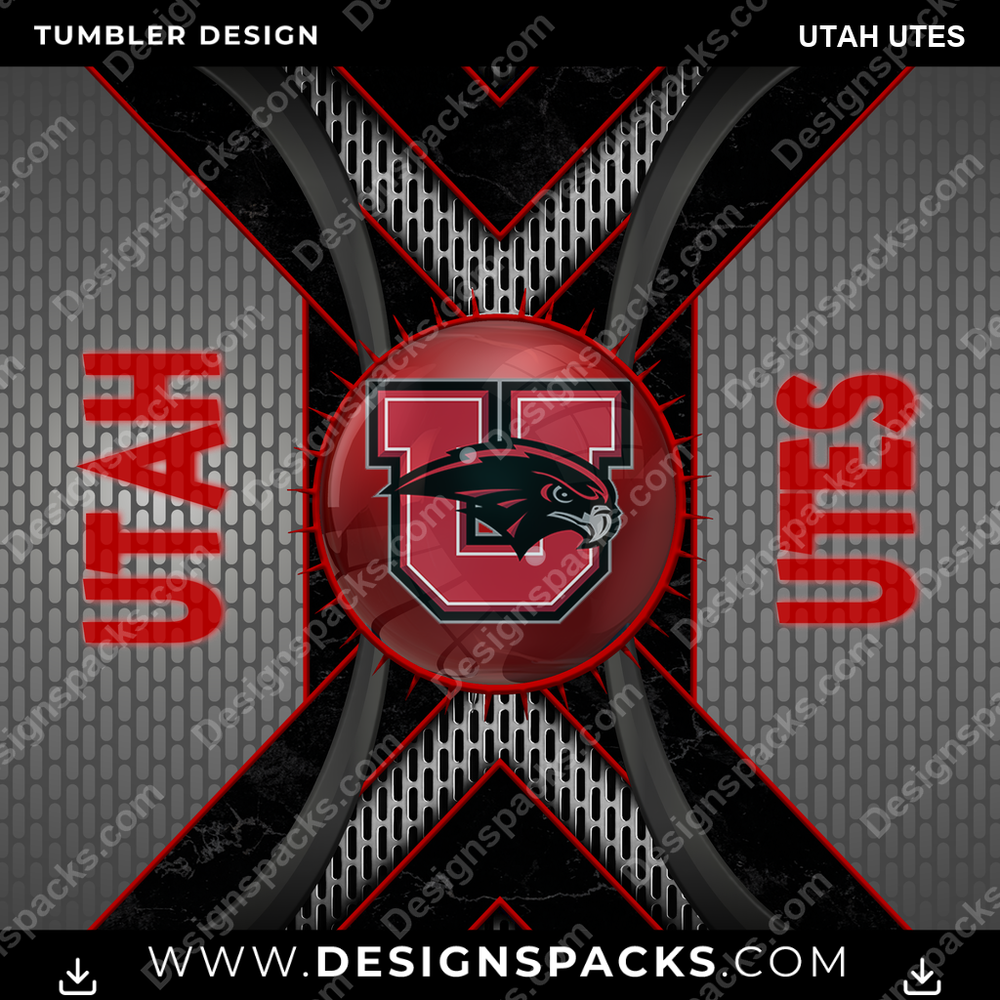 College Sport Metal Grating Utah Utes NCAA College Sport Tumbler Digital Wrap Design Download