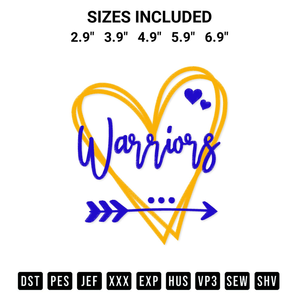 Download the Golden State Warriors Heart Embroidery Design machine embroidery design exclusively at Designspacks.com. Premium digitized pattern for apparel and DIY crafts. Available sizes: 2.9", 3.9", 4.9", 5.9", 6.9".