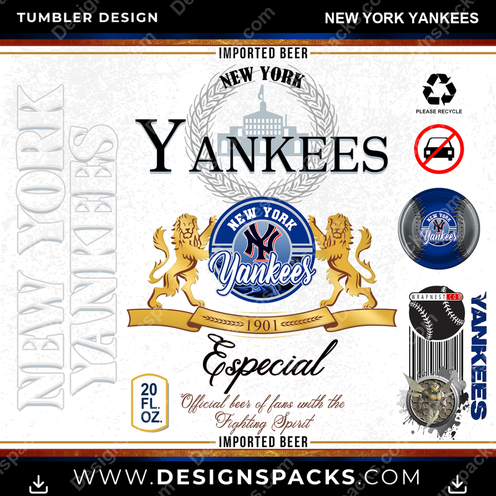 Baseball Modelo New York Yankees Tumbler Digital Wrap Design