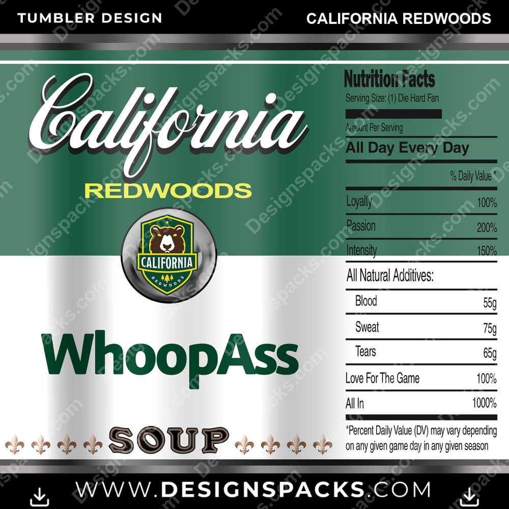 Lacrosse Soup Can California Redwoods PLL Lacrosse Tumbler Digital Wrap Design Download