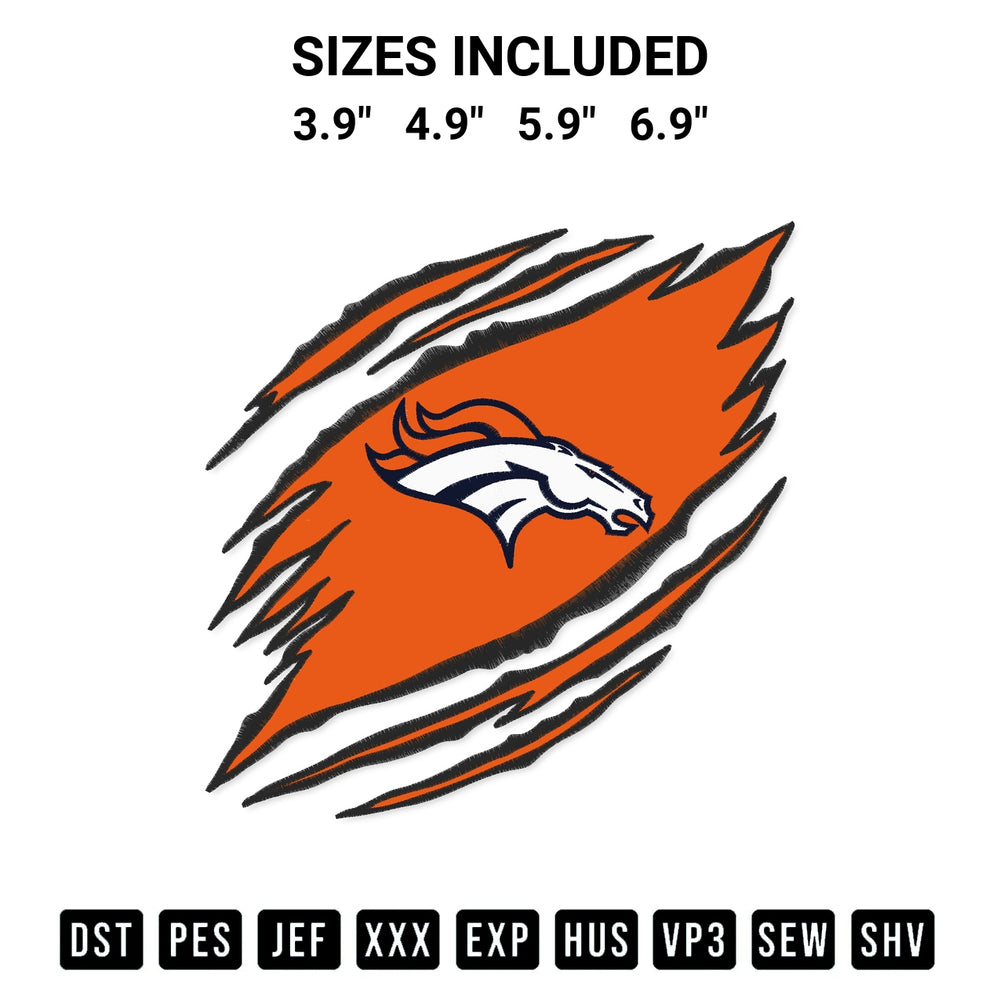 Discover the perfect addition to your crafting collection: Denver Broncos Claw Embroidery Design embroidery file. Instantly available at Designspacks.com. Available sizes: 3.9", 4.9", 5.9", 6.9".