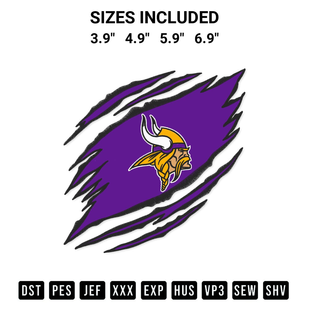 Elevate your next project with our Minnesota Vikings Claw Embroidery Design embroidery file. Shop high-quality digital patterns instantly at Designspacks.com. Available sizes: 3.9", 4.9", 5.9", 6.9".