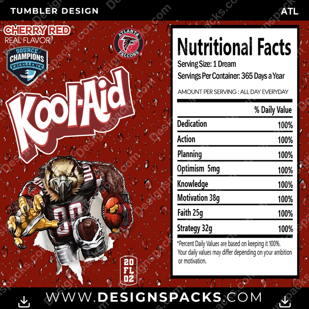 Football Kool-Aid ATL Tumbler Digital Wrap Design