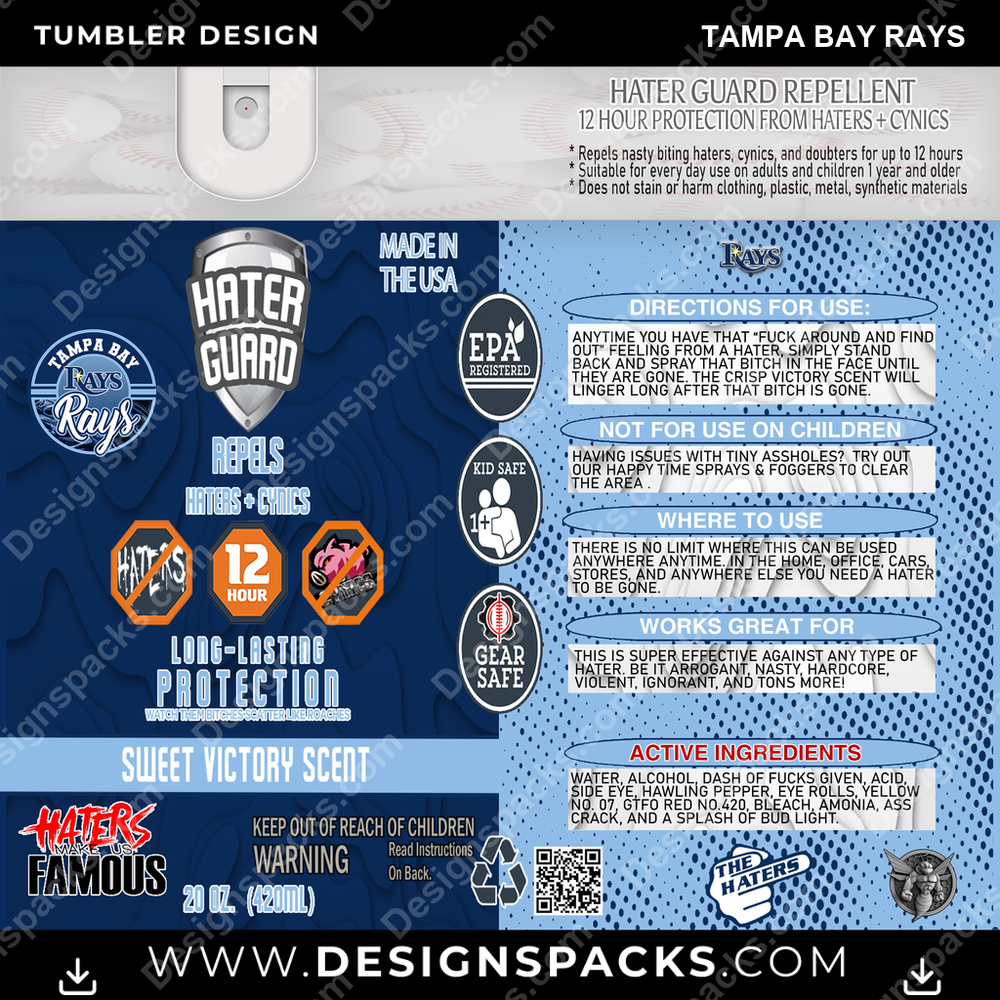 Baseball Hater Guard Tampa Bay Rays Tumbler Digital Wrap Design