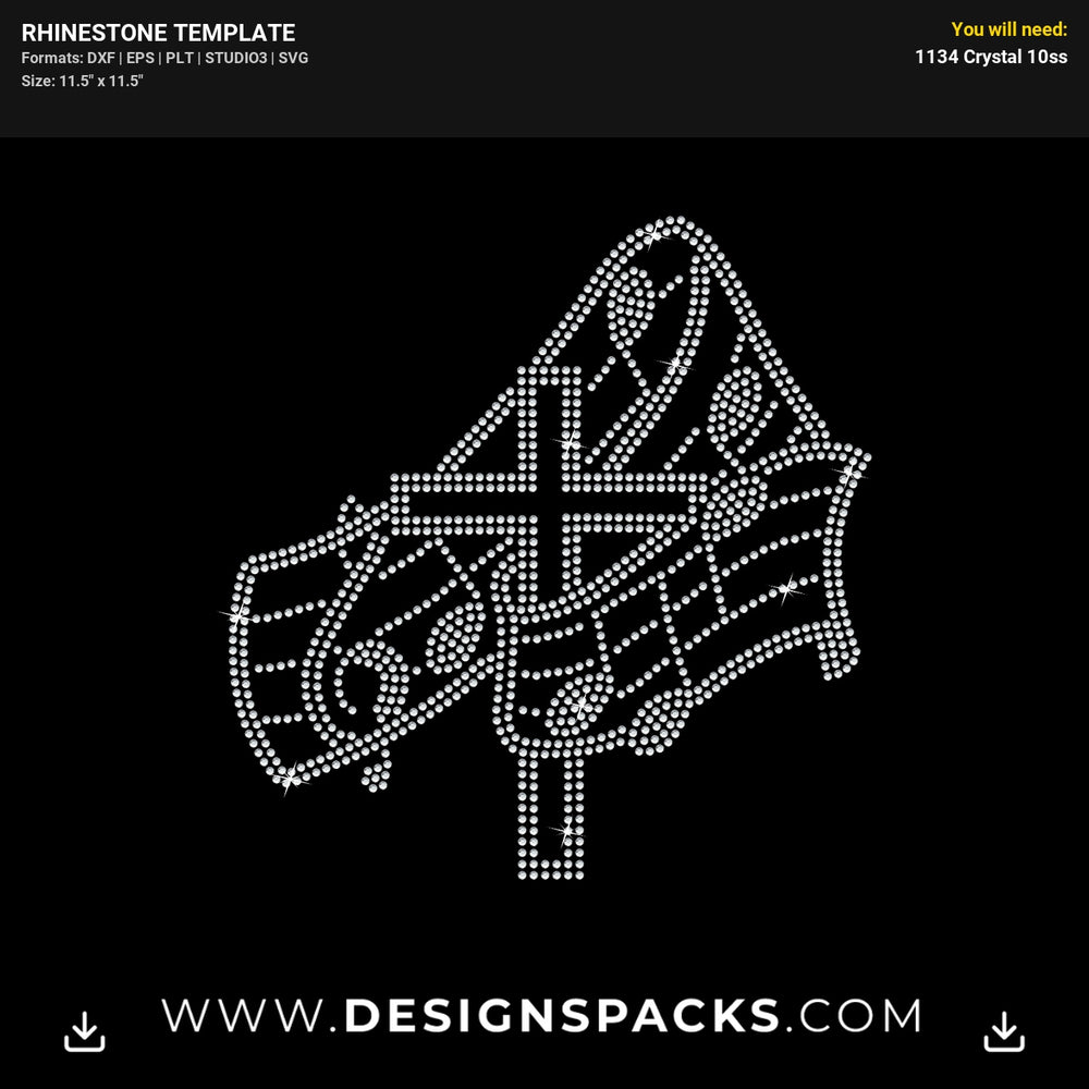 Music Note Cross Rhinestone Digital Template