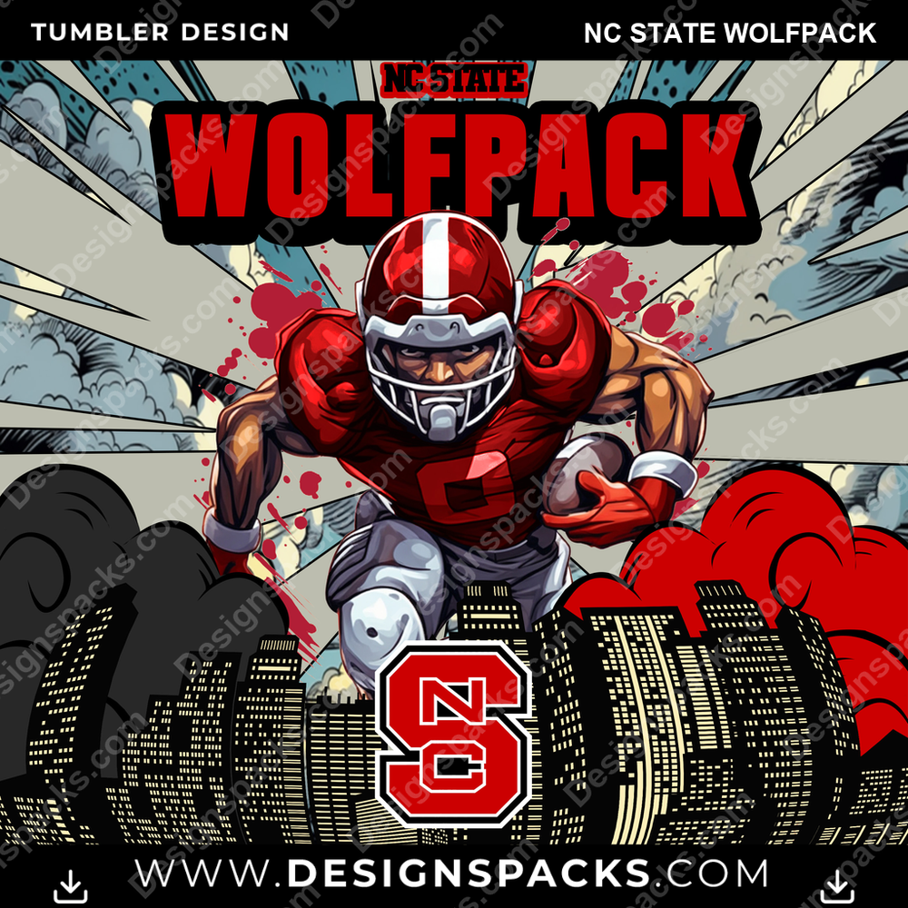 College Sport Comic Cover Nc State Wolfpack Tumbler Digital Wrap Design