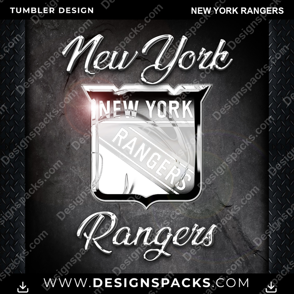 Ice Hockey Chrome New York Rangers NHL Hockey Tumbler Digital Wrap Design Download