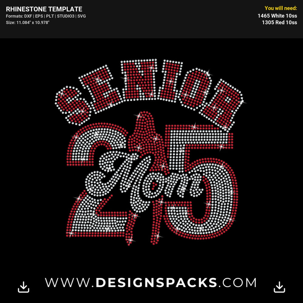 Senior Mom 25 Woman Silhouette Rhinestone Digital Template