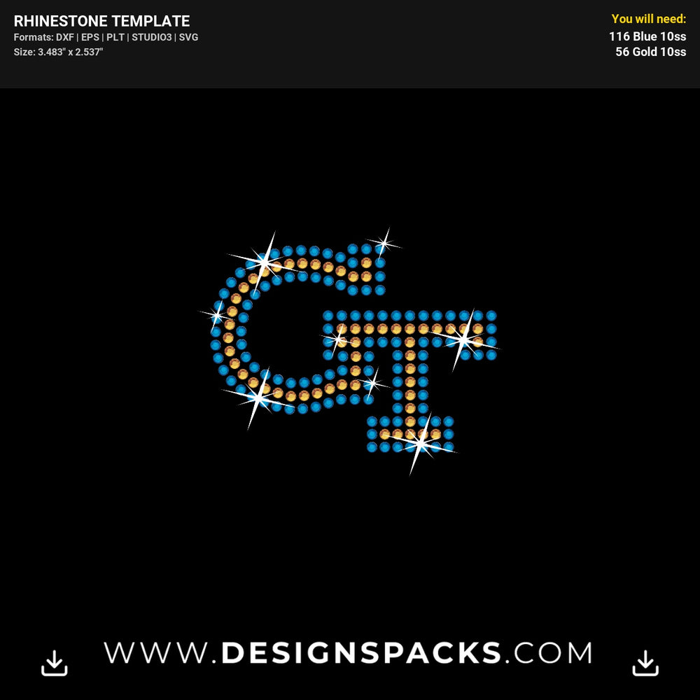 Pocket Gt Georgia Tech Rhinestone Digital Template