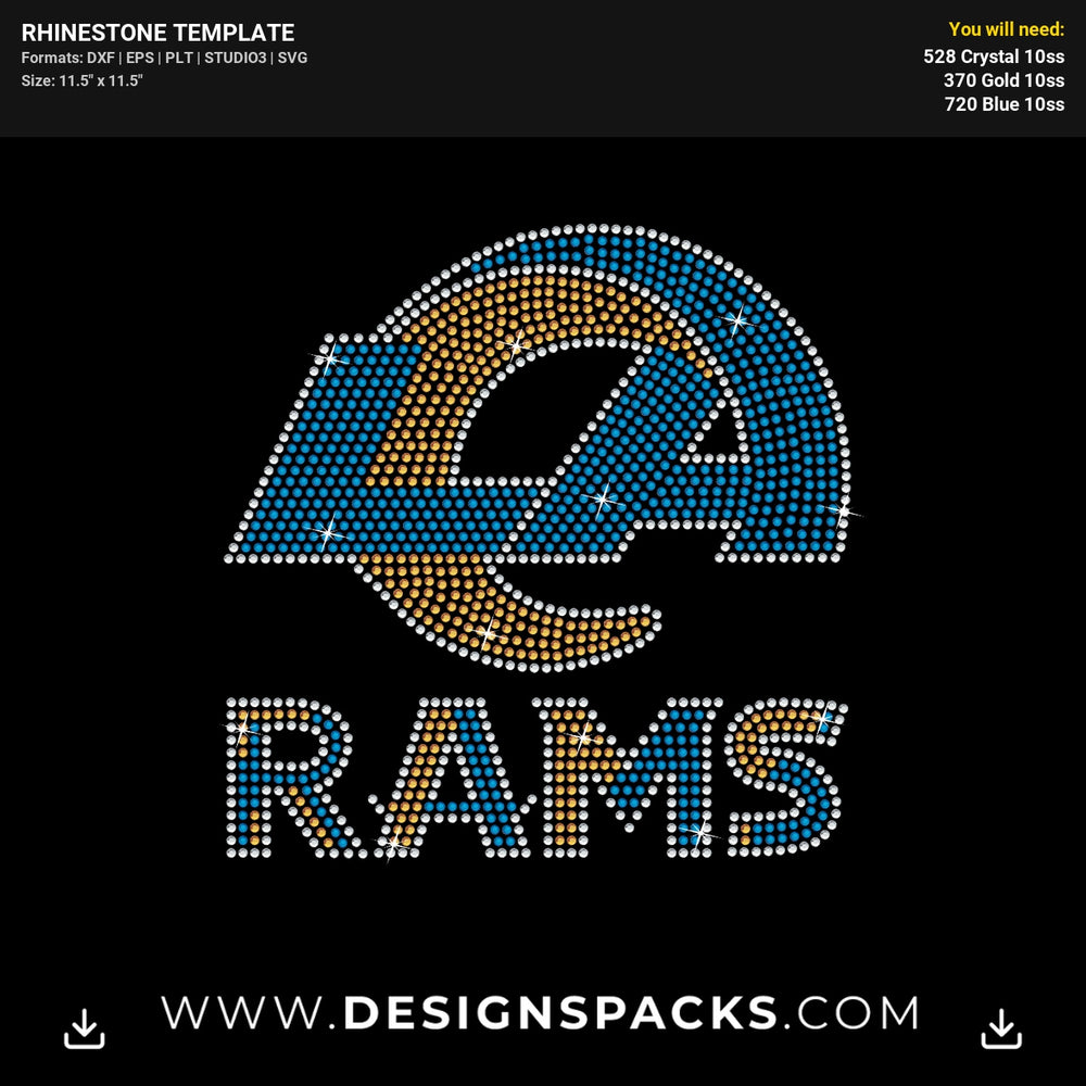 Angeles Rams Logo Rhinestone Digital Template