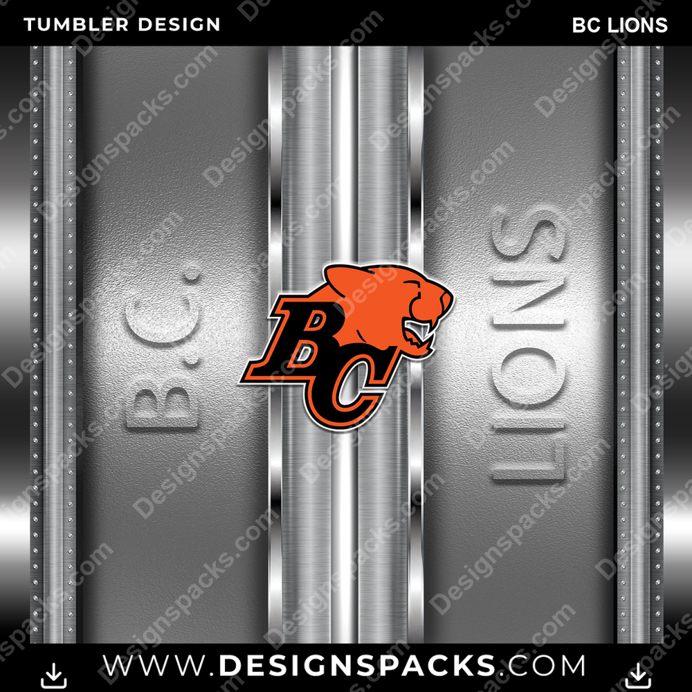 Canada Football Metallic BC Lions CFL Canada Tumbler Digital Wrap Design Download