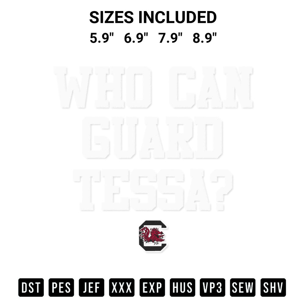 Shop the Who Can Guard Tessa Embroidery Design machine embroidery pattern at Designspacks.com. Beautifully digitized for flawless stitching on any fabric. Available sizes: 5.9", 6.9", 7.9", 8.9".